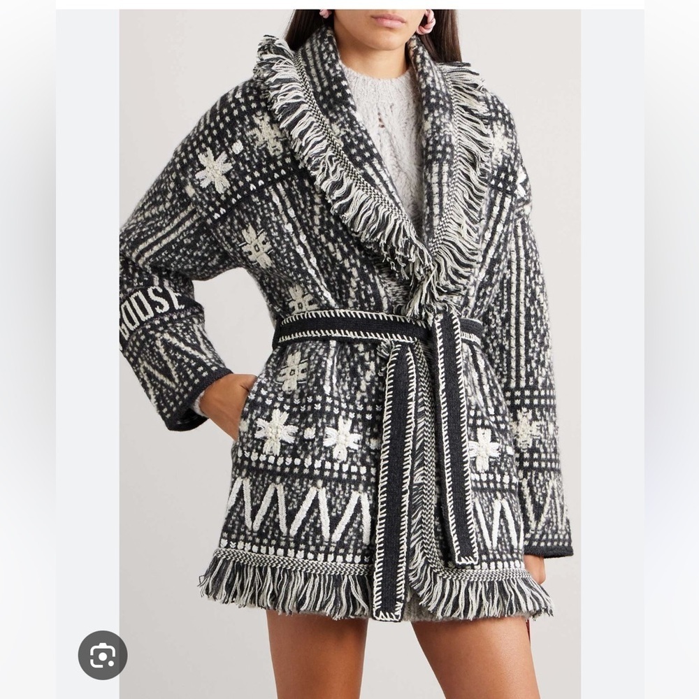 GOLDEN GOOSE Journey belted fringed Fair Isle alpaca and wool-blend cardigan - Picture 6 of 16